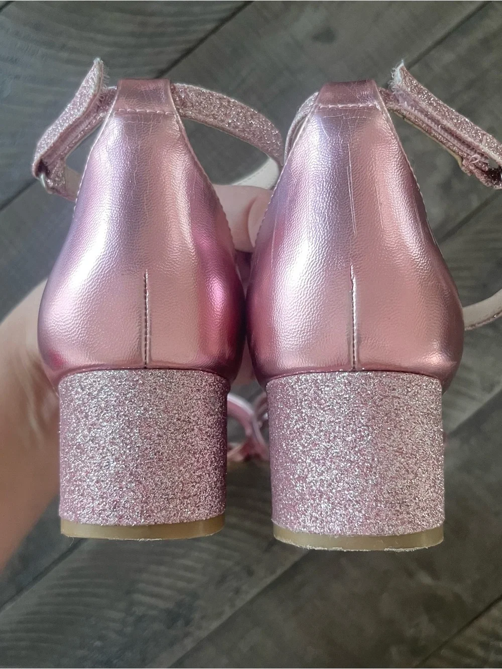 Jellypop Girls Metallic Glitter Pink Bow Ankle-Strap Sandals